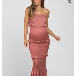 Mauve Ruffled Midi Dress